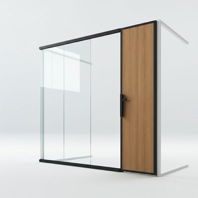 comprar Pared divisoria de vidrio enmarcada moderna con panel de madera para espacios de oficina online manufacture
