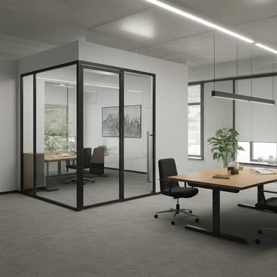 Profile de aluminio con sistemas de divisorias de vidrio doble acristalado para oficinas